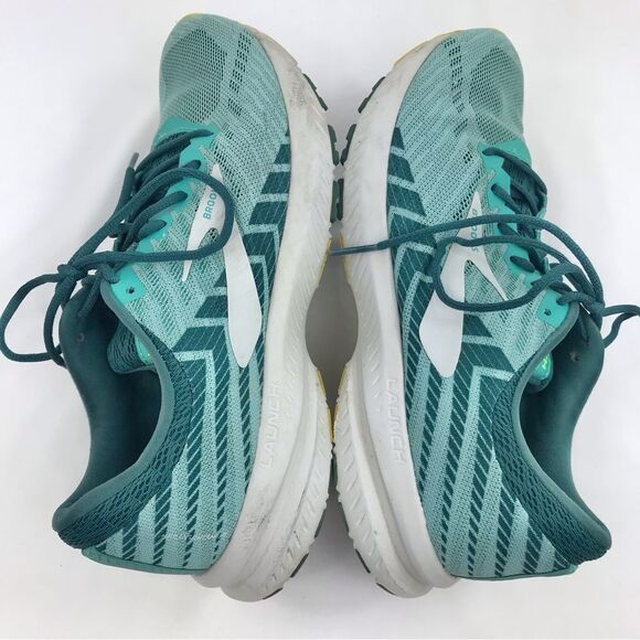 Brooks Launch 6 Teal White Lace Up Athletic Running Shoes - Picture 3 of 16
